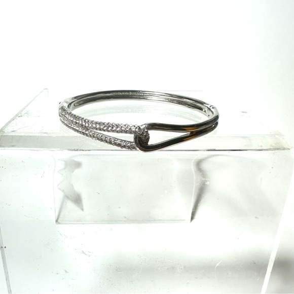 Kate Spade NY Get Connected Bangle Bracelet Silver Color Metal Pave Rhinestone - Picture 7 of 16